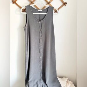 Neuflora Sleeveless Button-Down Gray Midi Dress